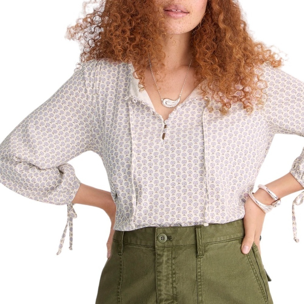 New with tags J.CREW Broken-in jersey button-front top in floral Size: Small - Picture 3 of 8